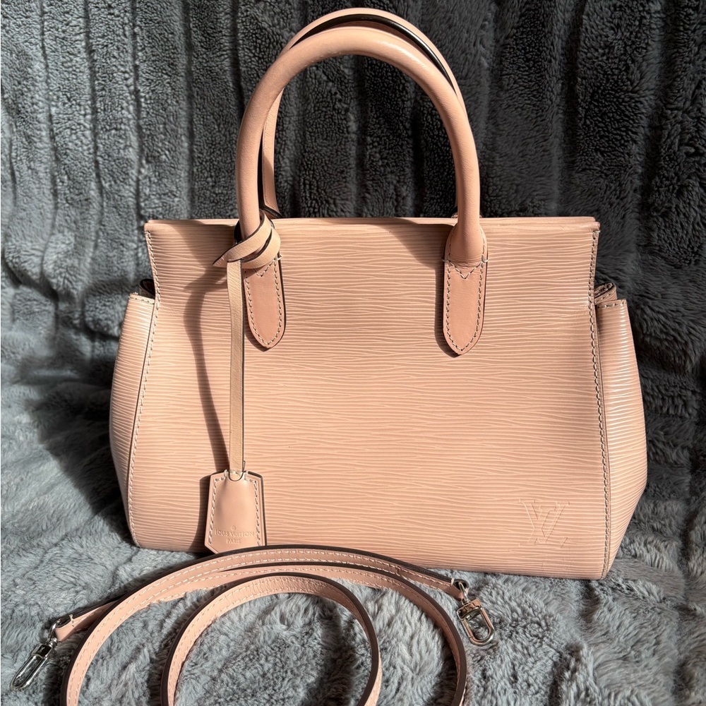 Light Pink Structured Leather Top-Handle Bag